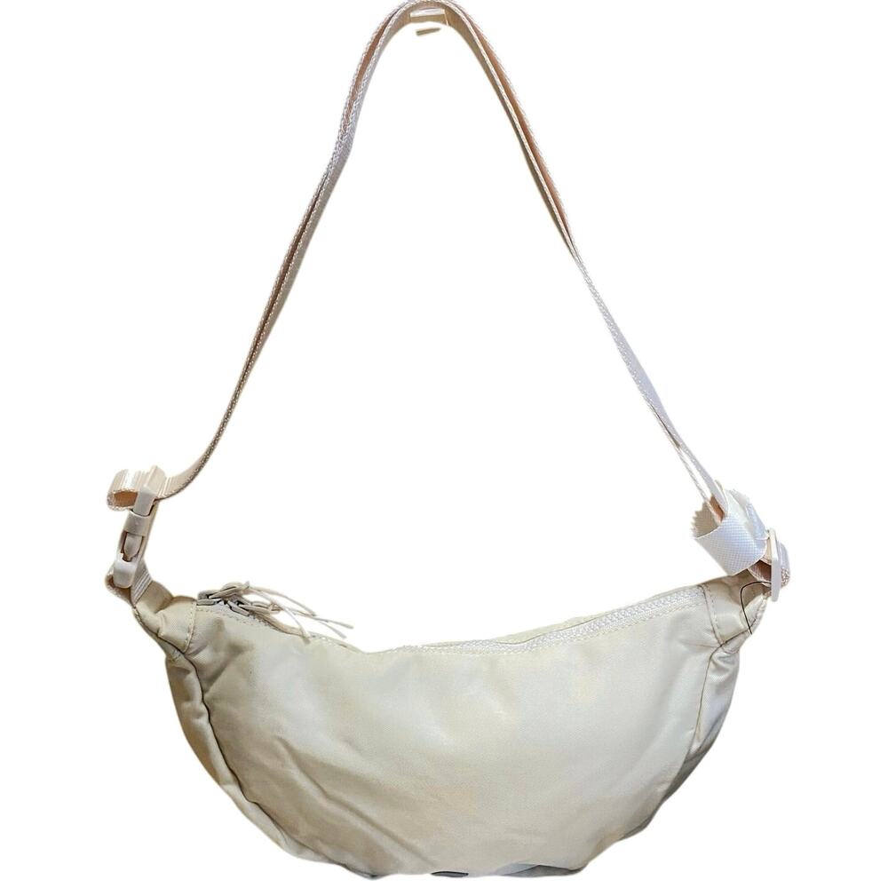 NEW Fabletics Bone White Crossbody Hobo Crescent Moon Gym Athletic Handbag OS